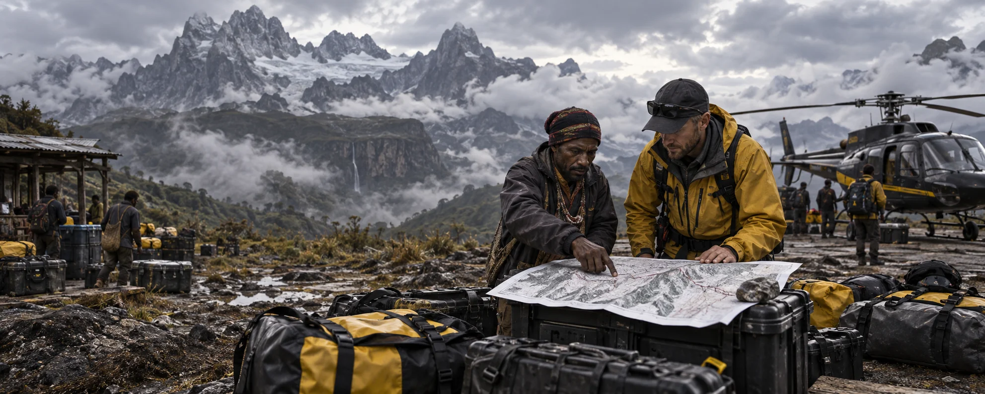 Papuan coordinator planning expedition access and logistics