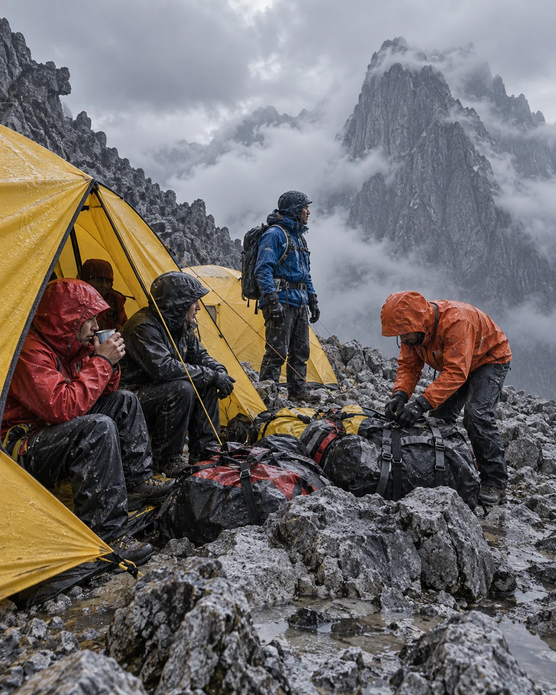 Expedition team adapting to severe weather at base camp
